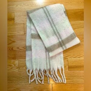 MADDEN Plaid Fringe Scarf in Soft Pastels